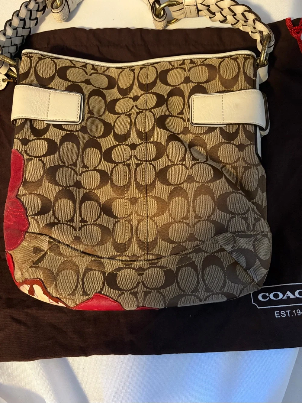 Coach Limited Edition Signature Poppy Flower Shoulder Bag 6123